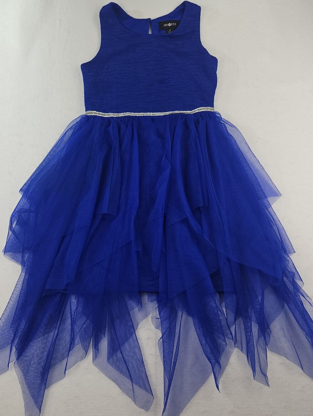 Amy Byer Girl's Formal Dress Size 8 Sapphire Blue with Jeweled Belt